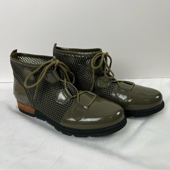 SOREL Major Mesh Lace Up Ankle Boots in Olive Green Women’s Size 10 - Picture 1 of 12